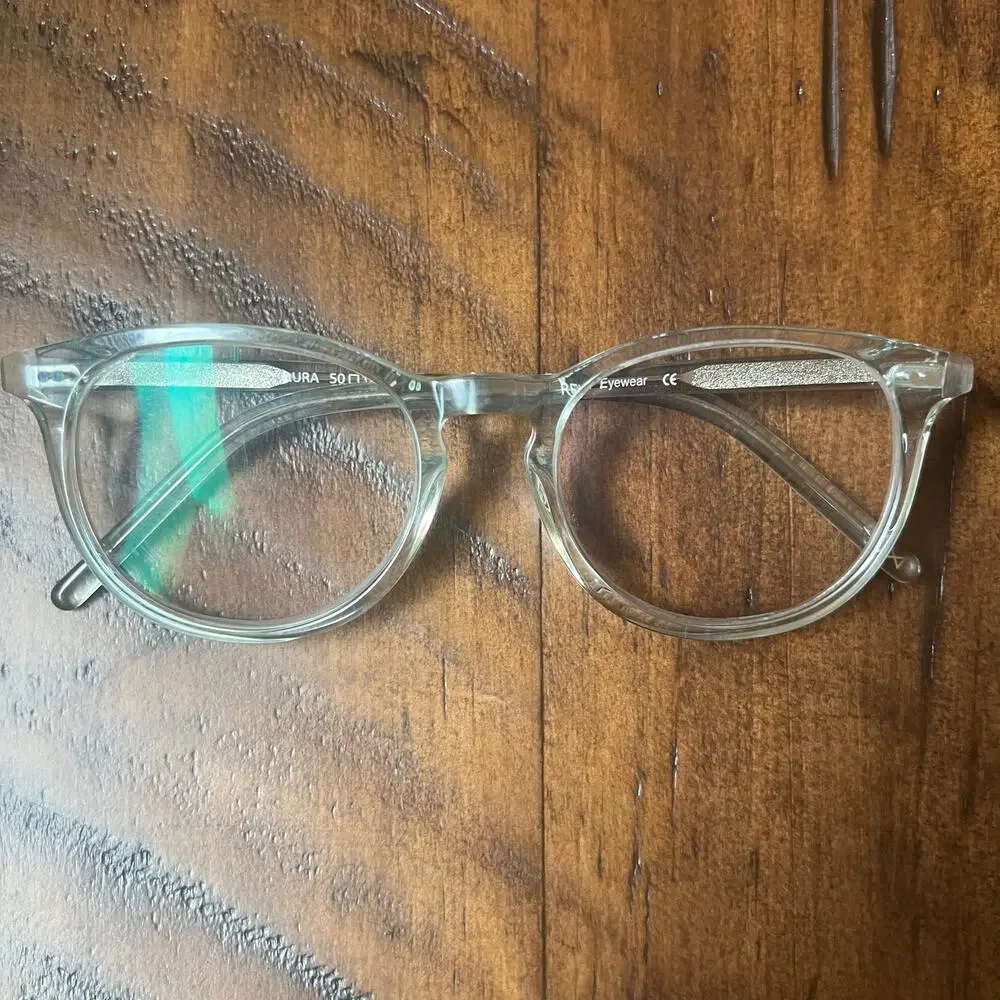 RFLKT Aura Eyeglass Frames Round Clear Blue Keyhole Acetate 50-19-140 Medium